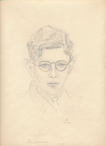 Die Zeichnung zeigt Peter Arthur Schönflies 1941 im Camp Westerbork.