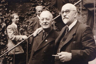 Blieben weiter an der Sektionsspitze: Max Moritz Wirth (r.) und Fritz Peters kurz nach dem Krieg. Quelle: Archiv der Sektion Frankfurt am Main